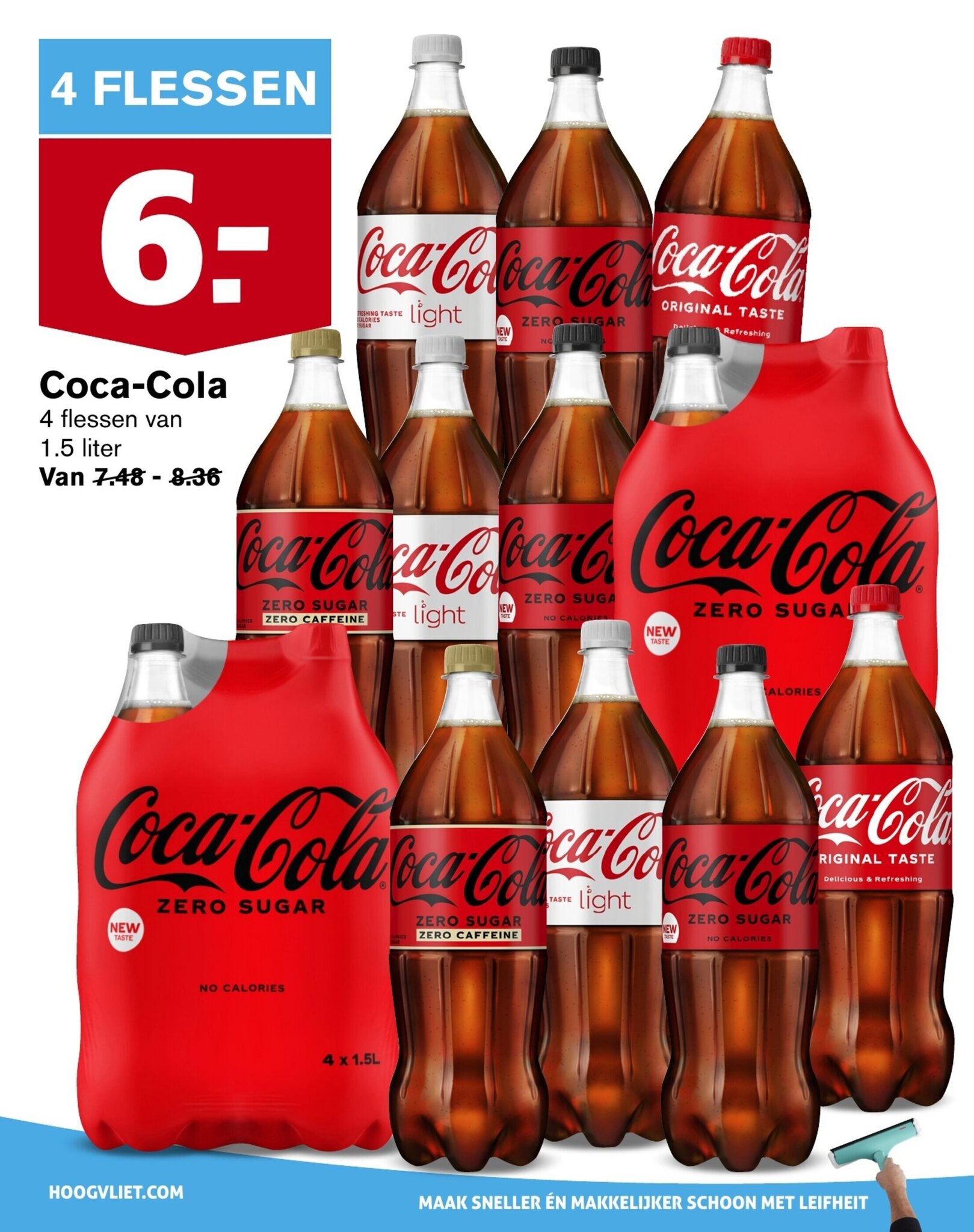CocaCola 4 flessen van 1.5 liter aanbieding bij Hoogvliet