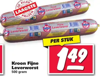 Nettorama Kroon fijne leverworst 500g aanbieding