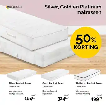 Beter Bed Silver Pocket Foam, Gold Pocket Foam Of Platinum Pocket Foam 50% Korting aanbieding