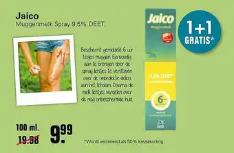 De Online Drogist Jaico Muggenmelk Spray 9,5% Deet 1+1 Gratis aanbieding