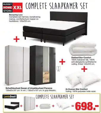 Budget Home Store Boxspring Luca, Schuifdeurkast Susan Of Draaideurkast Panama, Dekbed Star Comfort Of 2x Kussen Star Comfort aanbieding