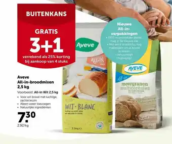 Aveve Aveve All-In-Broodmixen 2,5 Kg 3+1 Gratis aanbieding