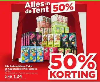 PLUS Alle Dubbelfrisss, Taksi Of Appelsientje Mini-Pakjes 50% Korting aanbieding