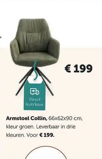 Woonboulevard Poortvliet Armstoel Collin aanbieding