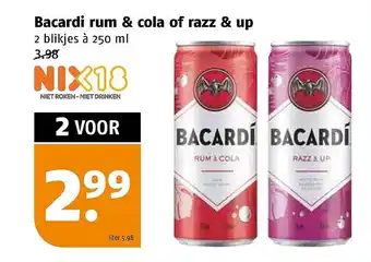 Poiesz Bacardi rum & cola of razz & up aanbieding