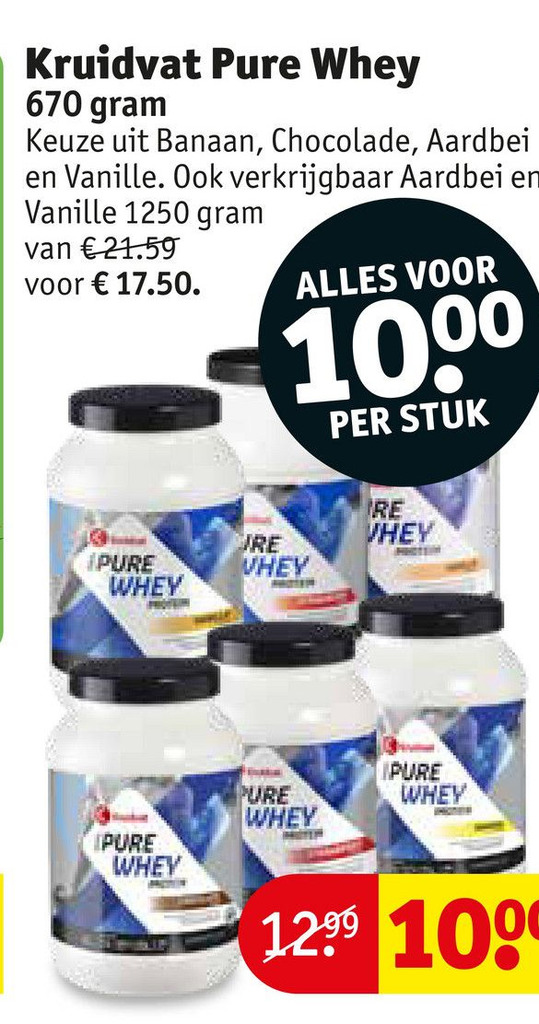 Kruidvat Pure Whey 670 gram aanbieding bij Kruidvat