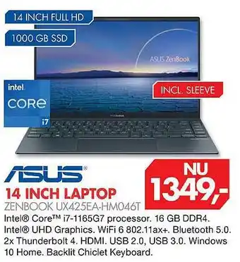 Vobis Asus 14 inch laptop zenbook ux425ea-hm046t aanbieding