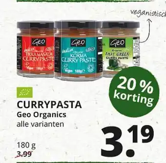 Natuurwinkel Currypasta geo organics 180 gram aanbieding