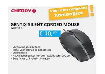 Informatique Cherry gentix silent corded mouse jm-0310-2 aanbieding