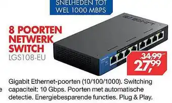 Vobis Linksys 8 poorten netwerk switch lgs108-eu aanbieding