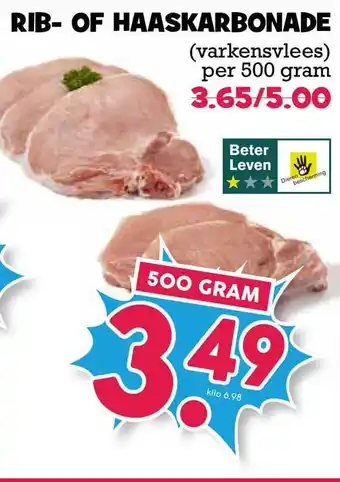 Boon`s Markt Rib- of haaskarbonade 500 gram aanbieding