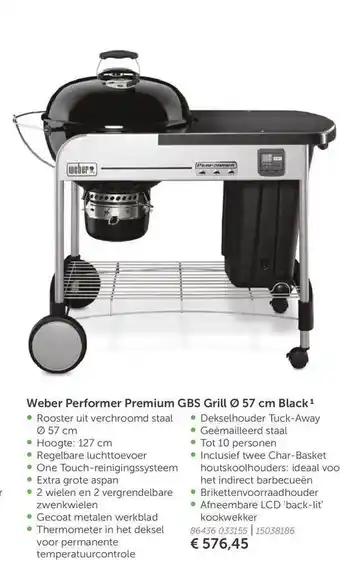 Aveve Weber performer premium gbs grill Ø 57 cm black aanbieding