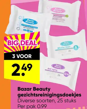 Big Bazar Bazar Beauty gezichtsreinigingsdoekjes aanbieding