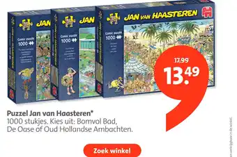 Bruna Puzzel Jan van Haasteren* 1000 stukjes. Kies uit: Bomvol Bad, De Oase of Oud Hollandse Ambachten. aanbieding