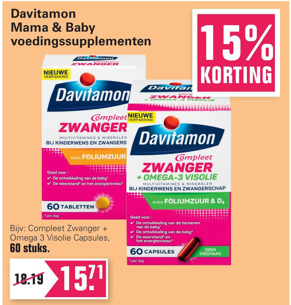 Davitamon Mama \u0026 Baby voedingssupplementen aanbieding bij De Online Drogist