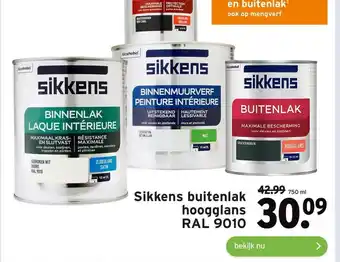 GAMMA Sikkens buitenlak hoogglans RAL 9010 aanbieding