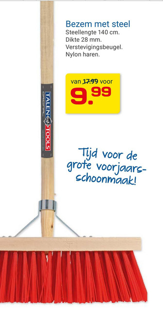 Kluswijs Bezem met steel aanbieding