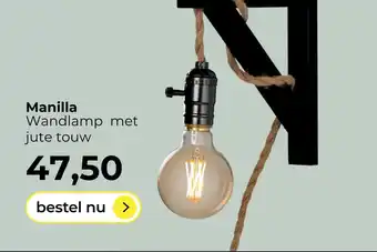 Lampidee Manilla Wandlamp met jute touw aanbieding