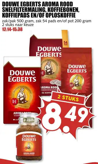 MCD Supermarkt Douwe Egberts Aroma Rood Snelfiltermaling, Koffiebonen, Koffiepads En/Of Oploskoffie aanbieding