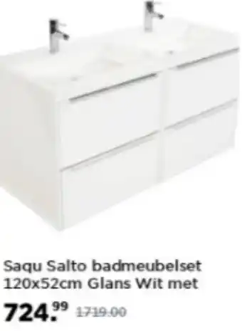 Saniweb Saqu Salto badmeubelset 120*52cm Glans Wit aanbieding