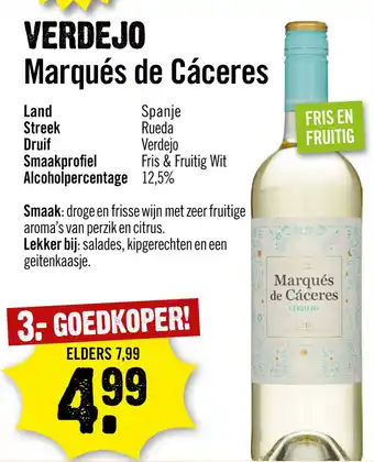 Dirck 3 Marqués de caceres rueda verdejo 75 cl aanbieding