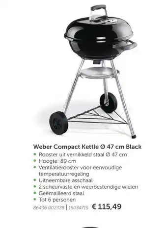 Aveve Weber compact kettle Ø 47 Cm black aanbieding