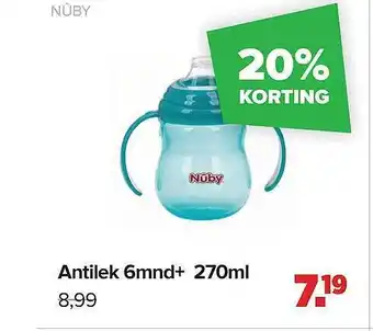 Baby-Dump Nûby antilek 6mnd+ 270ml 20% Korting aanbieding