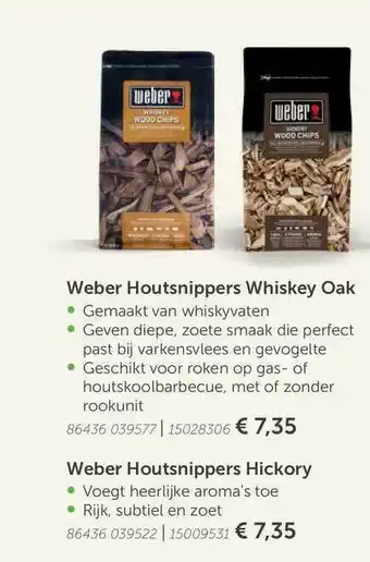 Aveve Weber houtsnippers whiskey oak of weber houtsnippers hickory aanbieding