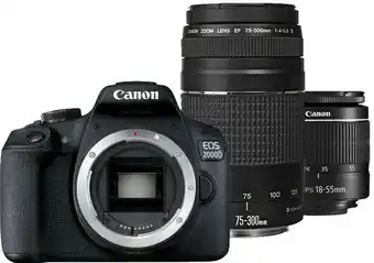 Coolblue Canon EOS 2000D + EF-S 18-55mm f/3.5-5.6 DC III + EF 75-300mm f/4-5.6 DC III aanbieding