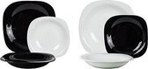 Bol.com Luminarc Carine Serviesset - wit - zwart - 18-delig - 6 personen aanbieding