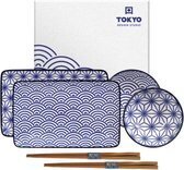 Bol.com Tokyo Design Studio Nippon Blue Sushi Servies - Porselein - 6 delig - 2 persoons aanbieding