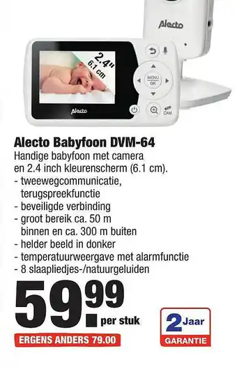 ALDI Alecto babyfoon dvm-64 aanbieding