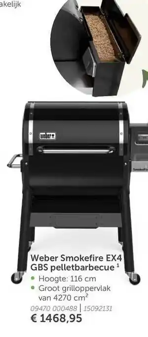 Aveve Weber smokefire ex4 gbs pelletbarbecue aanbieding