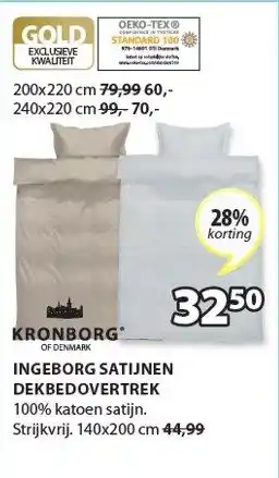 Jysk INGEBORG SATIJNEN DEKBEDOVERTREK aanbieding