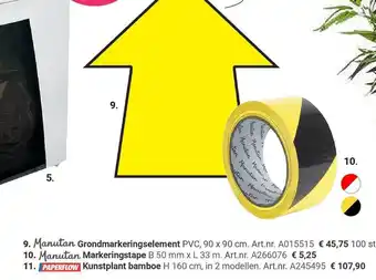 Manutan Manutan Grondmarkeringselement, Manutan Markeringstape Of Paperflow Kunstplant Bamboe aanbieding