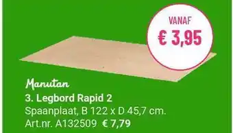 Manutan Manutan Legbord Rapid 2 B 122 X D 45,7 Cm aanbieding