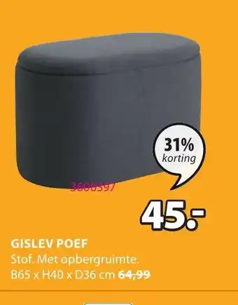 Jysk Gislev Poef B65 x H40 x D36 cm aanbieding