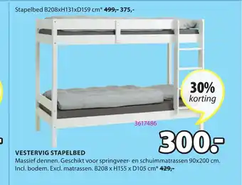 Jysk Vestervig Stapelbed B208 x H155 x D105 cm aanbieding