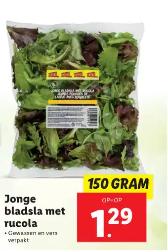 Lidl Jonde bladsla met rucola 150gr aanbieding