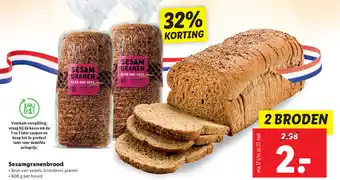 Lidl Sesamgranenbrood 2*800gr aanbieding