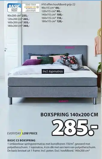 Jysk Basic C5 Boxspring 140 x 200 cm aanbieding