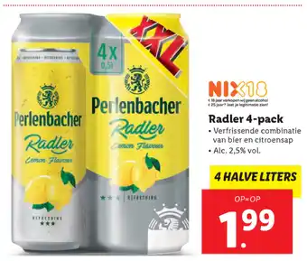 Lidl Perlenbacher Radler 4*500ml aanbieding