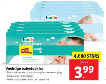 Lidl Lupilu Vochtige babydoekjes 4*80st aanbieding