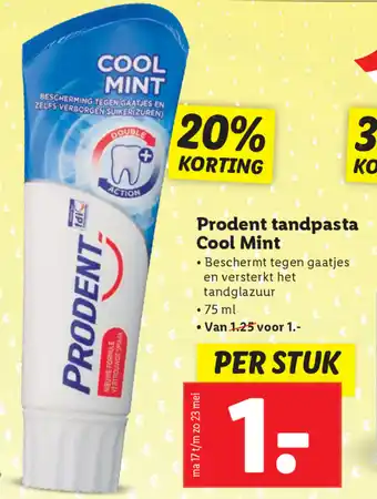 Lidl Prodent tandpasta Cool Mint 75ml aanbieding