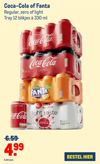 Makro Coca-cola of fanta 330ml aanbieding