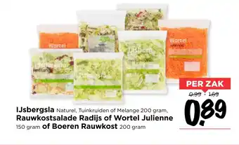 Vomar Voordeelmarkt IJsbergsla, Rauwkostsalade Radijs of Wortel Julienne aanbieding