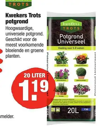 ALDI Kwekers Trots Potgrond 20L aanbieding