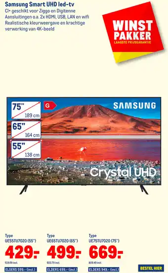 Makro Samsung smart UHD led-tv UE55TU7020 (55") aanbieding