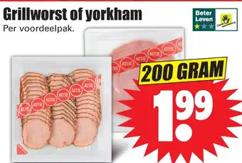 Dirk Grillworst of yorkham 200g aanbieding