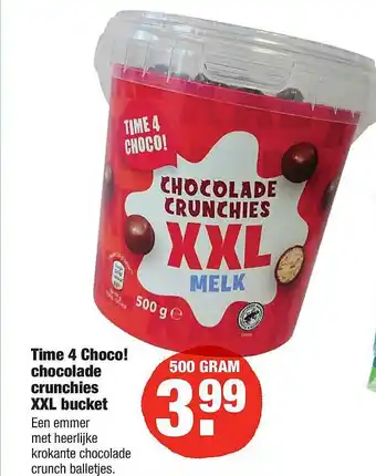 ALDI Time 4 Choco! Chocolade Crunchies XXL Bucket aanbieding